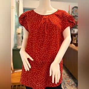 Amazon Red Floral Women's Top